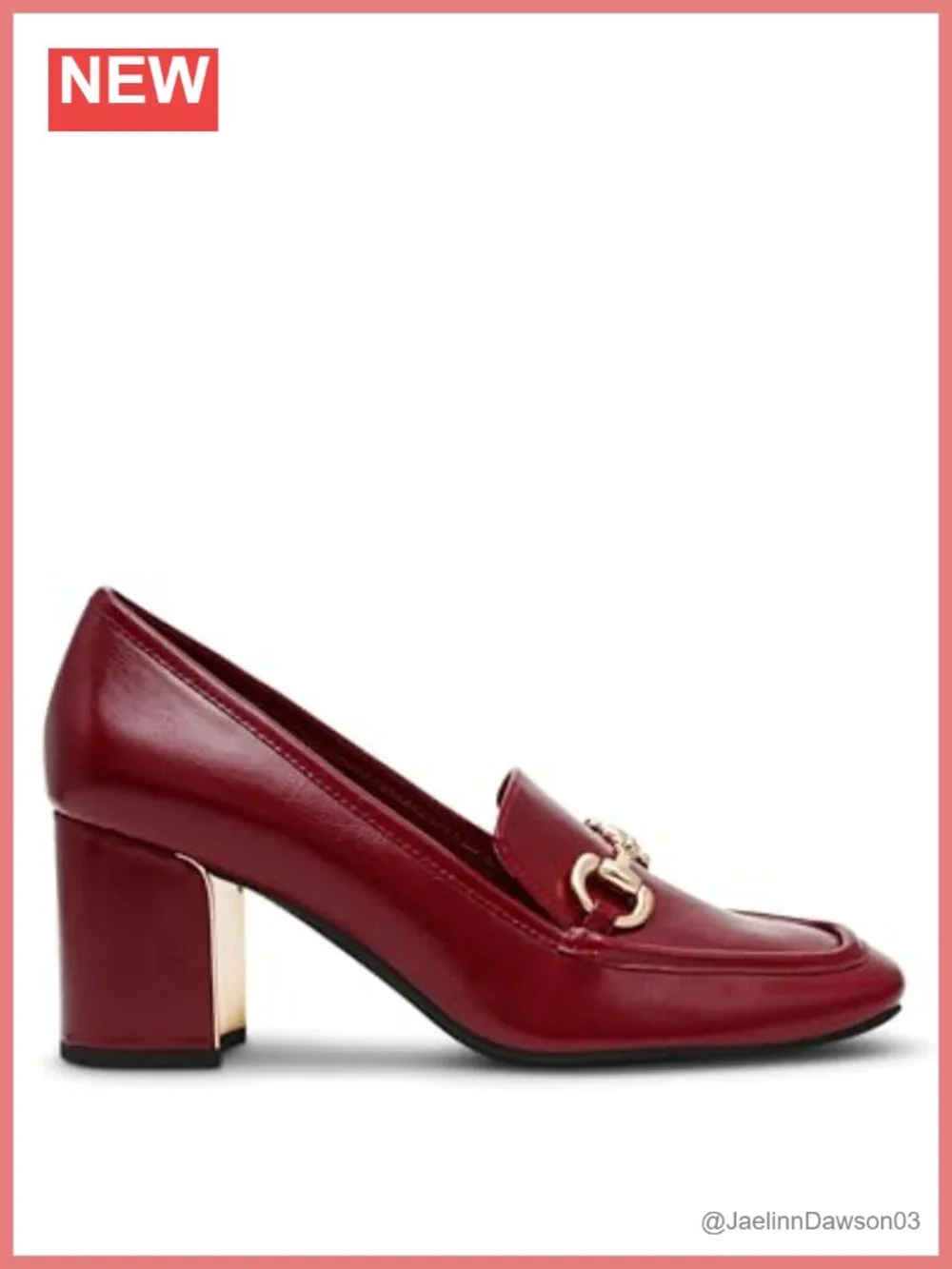 Anne Klein Tobi Leather Block Heel Pumps Slip-On Round Toe Women's Shoes